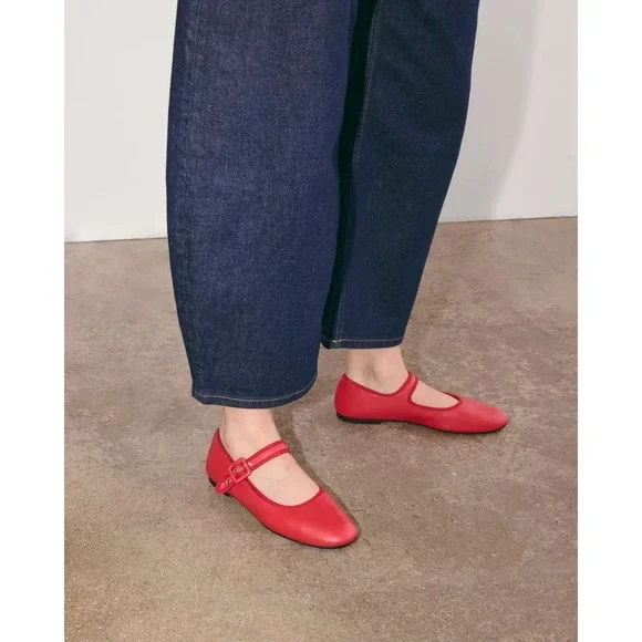 Everlane The Day Buckle Mary Jane Classic Red Nappa Leather 8.5 - Picture 2 of 11